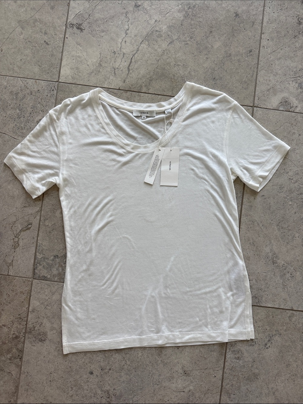 Vince White Scoop Neck Short Sleeve Tee